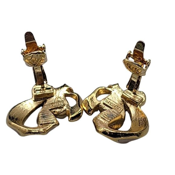 Trifari Pink Ribbon Clip On Earring 1990s Faux Pearl Aurora Borealis Rhinestone - Picture 15 of 15